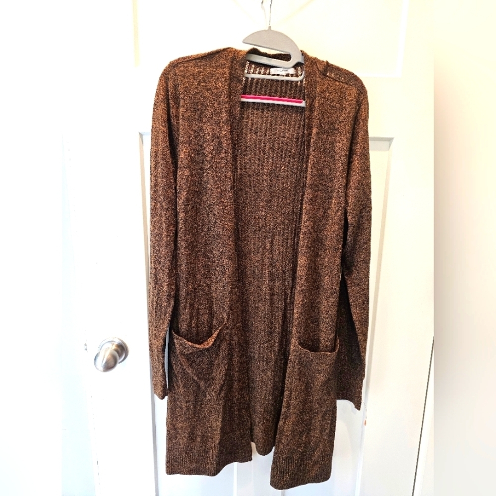 Maurices Brown Open Front Longline Cardigan Sweater Women’s Size XS/S Pockets